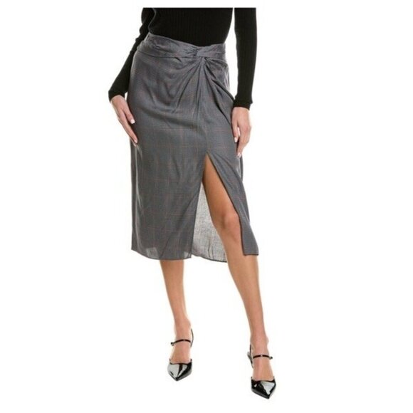 Rag & Bone Womens Size 4 Amber Plaid Midi Skirt Dark Academia Gray Red Black New - Picture 2 of 10